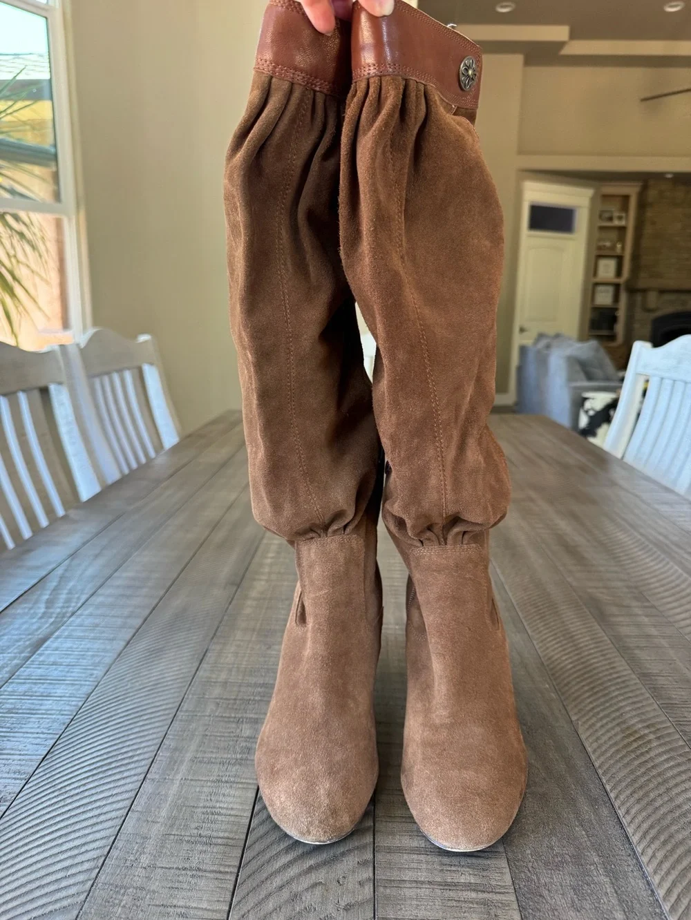 Vintage Michael Kors Festival Slouch Brown Suede Heeled Boots Women’s Size 8